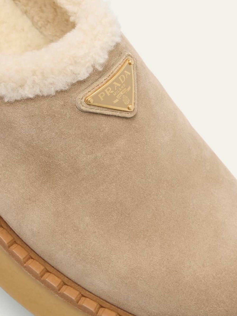 Prada Shearling Platform Mules Beige Cream 36 - Picture 5 of 9